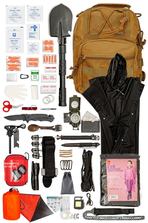 Emergency Survival & First Aid Kit & Tourniquet Tan